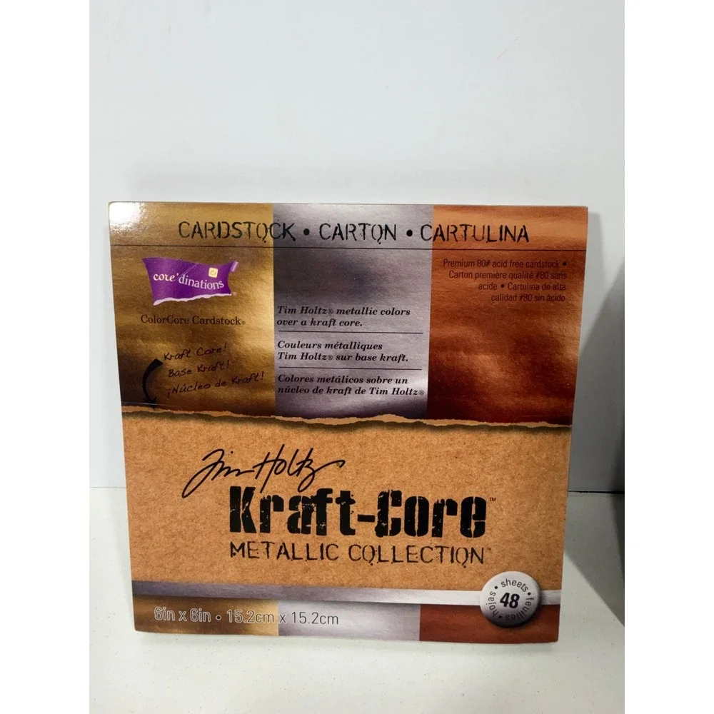 Tim Holtz Core'dinations Kraft-Core Metallic Cardstock 6x6 2 Pads 96 Sheets Tot.